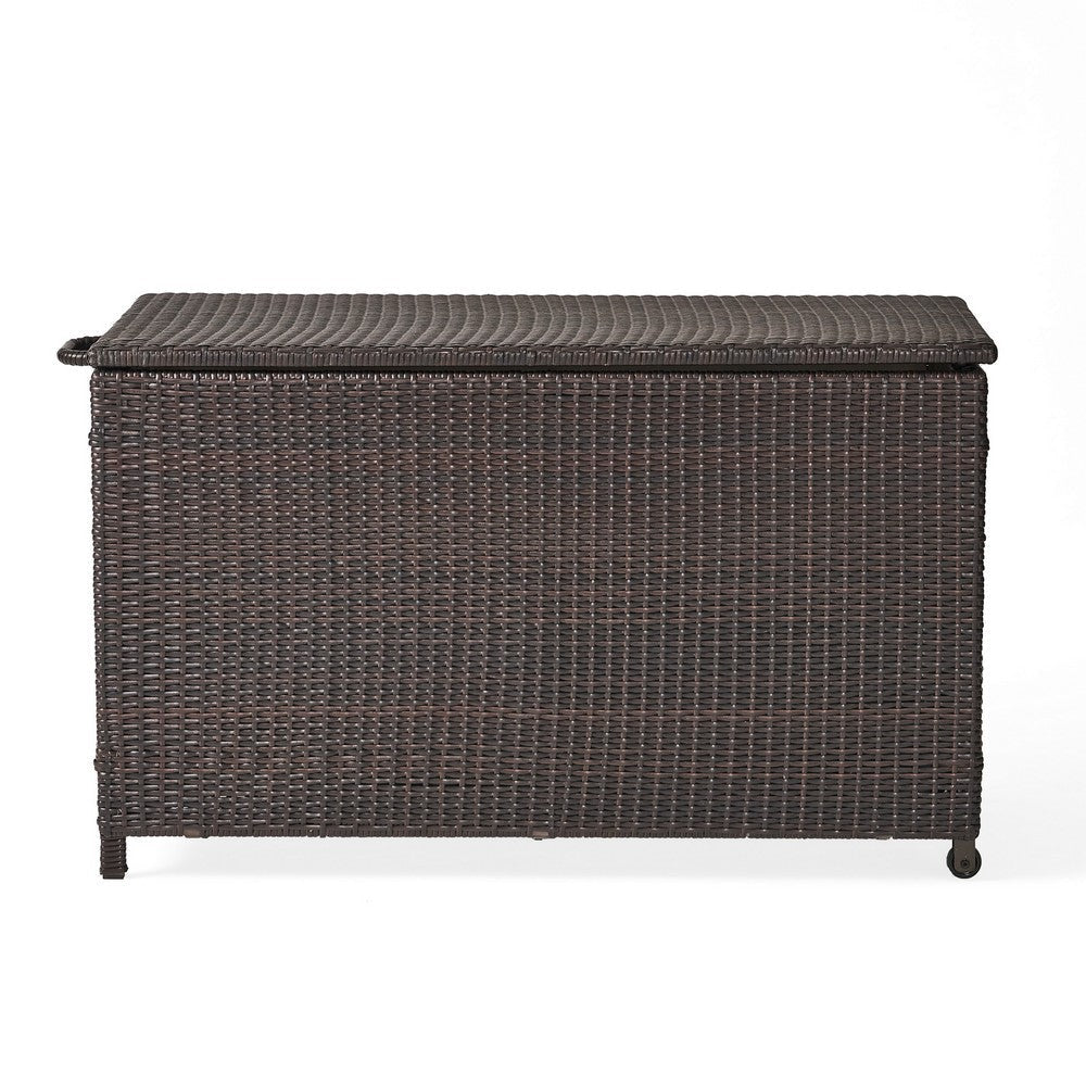 Laki Outdoor Storage Chest Brown PE Rattan Wicker Aluminum 53 Inch BM324029