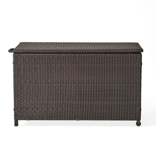 Laki Outdoor Storage Chest, Brown PE Rattan Wicker, Aluminum, 53 Inch