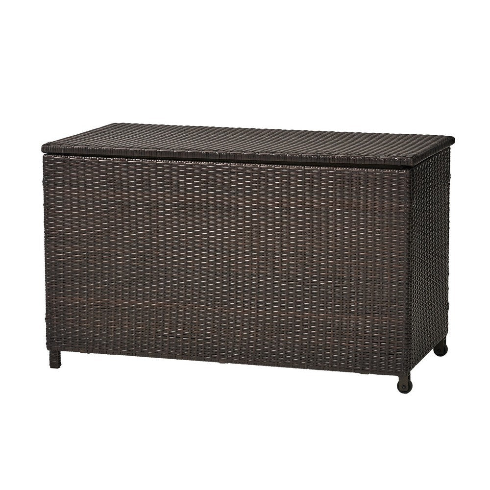 Laki Outdoor Storage Chest, Brown PE Rattan Wicker, Aluminum, 53 Inch