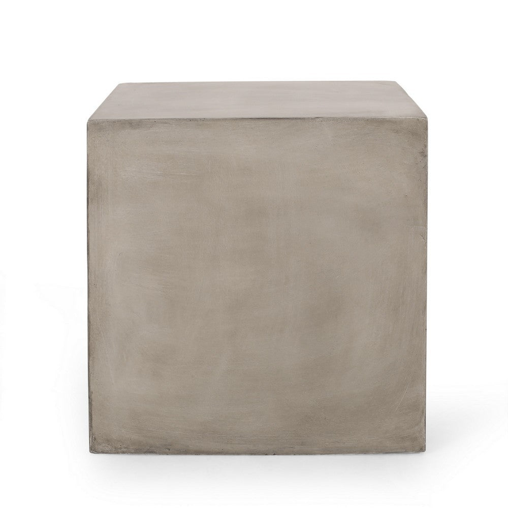 Ebec Outdoor Side Table Modern Cube Light Gray Faux Concrete 22 Inch BM324031