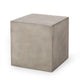 Ebec Outdoor Side Table, Modern Cube Light Gray Faux Concrete, 22 Inch