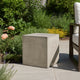 Ebec Outdoor Side Table, Modern Cube Light Gray Faux Concrete, 22 Inch
