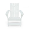 Elisa Outdoor Adirondack Chair, White Resin, Slat Panel Back and Seat