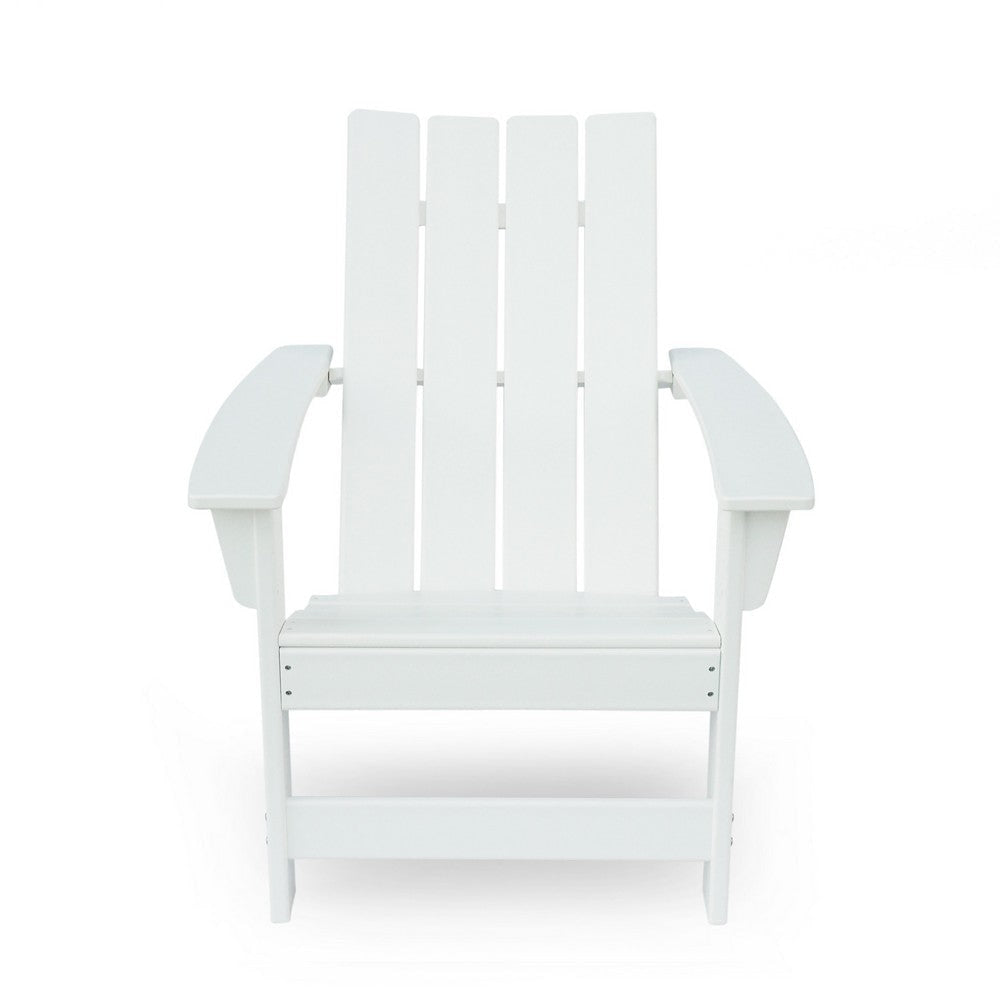 Elisa Outdoor Adirondack Chair White Resin Slat Panel Back and Seat BM324033