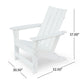 Elisa Outdoor Adirondack Chair, White Resin, Slat Panel Back and Seat