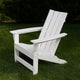 Elisa Outdoor Adirondack Chair, White Resin, Slat Panel Back and Seat