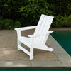 Elisa Outdoor Adirondack Chair, White Resin, Slat Panel Back and Seat