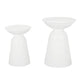 Suma Outdoor Side End Table Set of 2, Round Top, Pedestal, White Iron