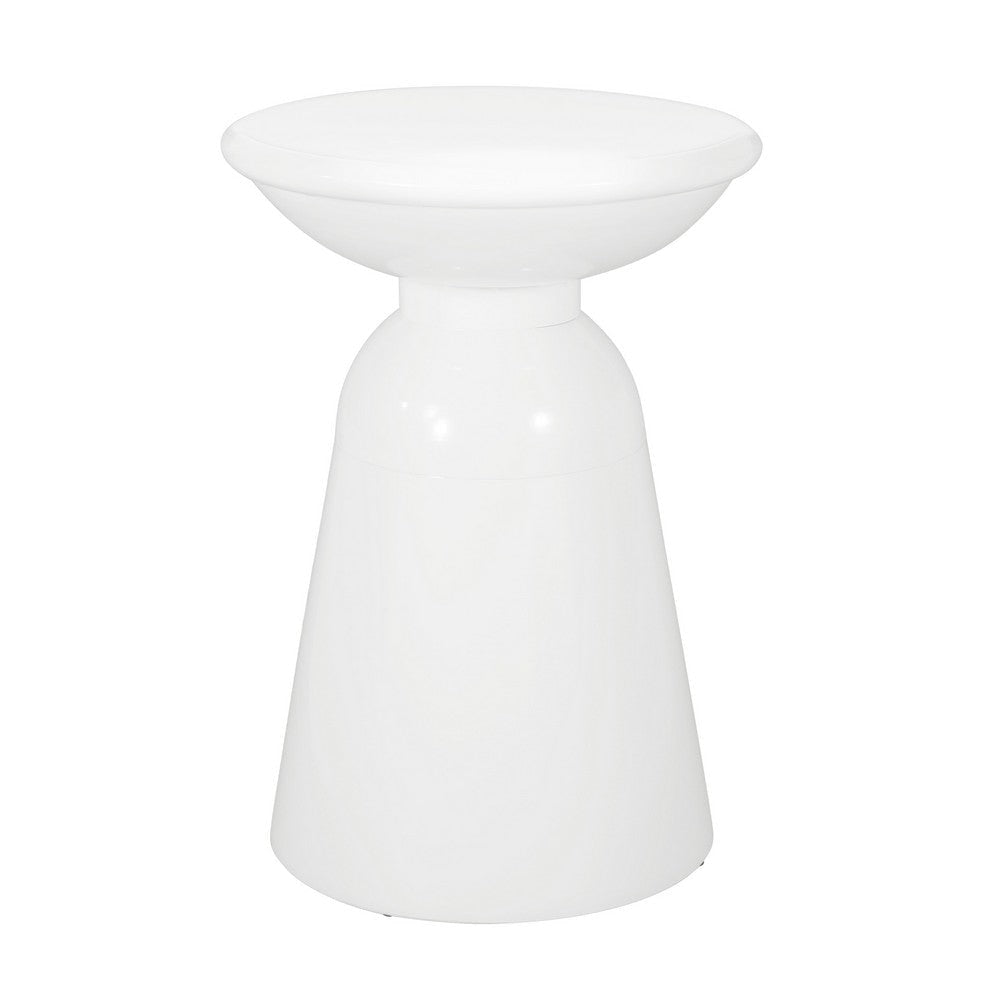 Suma Outdoor Side End Table Set of 2 Round Top Pedestal White Iron BM324034