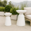 Suma Outdoor Side End Table Set of 2, Round Top, Pedestal, White Iron