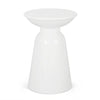 Suma Outdoor End Table, Round 15 Inch Top, Pedestal Base, White Iron