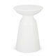 Suma Outdoor End Table, Round 15 Inch Top, Pedestal Base, White Iron