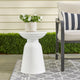 Suma Outdoor End Table, Round 15 Inch Top, Pedestal Base, White Iron