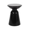 Suma Outdoor End Table, Round 15 Inch Top, Pedestal Base, Black Iron