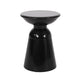 Suma Outdoor End Table, Round 15 Inch Top, Pedestal Base, Black Iron