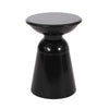 Suma Outdoor End Table, Round 15 Inch Top, Pedestal Base, Black Iron