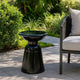 Suma Outdoor End Table, Round 15 Inch Top, Pedestal Base, Black Iron