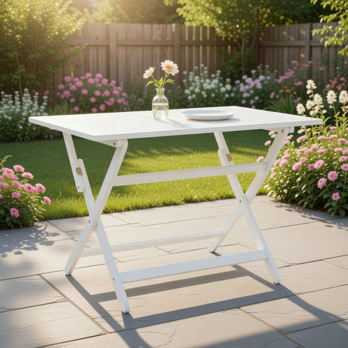 Cami Outdoor Foldable Dining Table, Rectangular 44" White