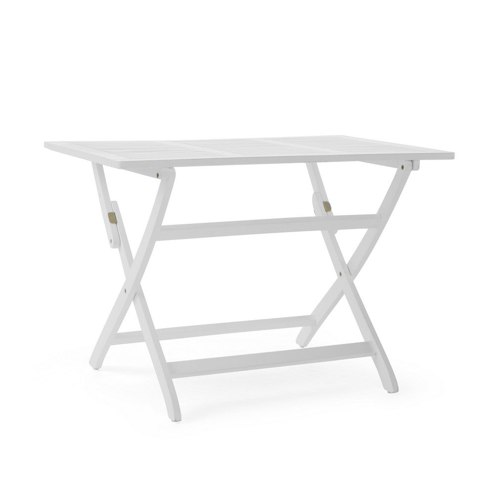 Cami Outdoor Foldable Dining Table, Rectangular 44" White