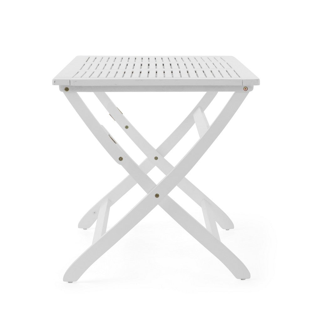 Cami Outdoor Foldable Dining Table, Rectangular 44" White