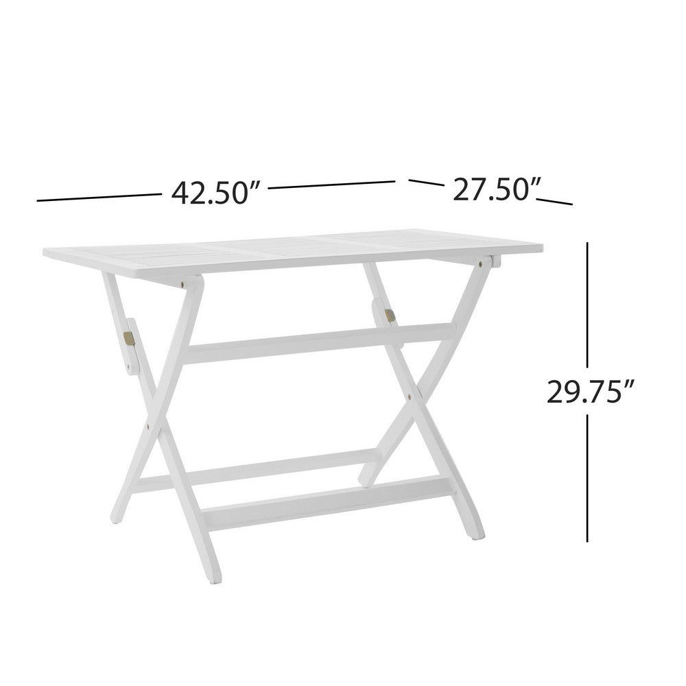 Cami Outdoor Foldable Dining Table, Rectangular 44" White