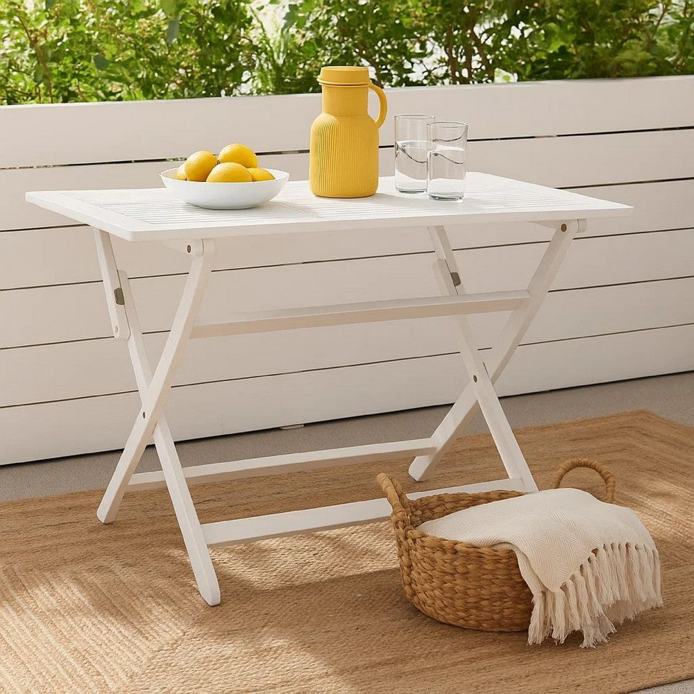 Cami Outdoor Foldable Dining Table, Rectangular 44" White