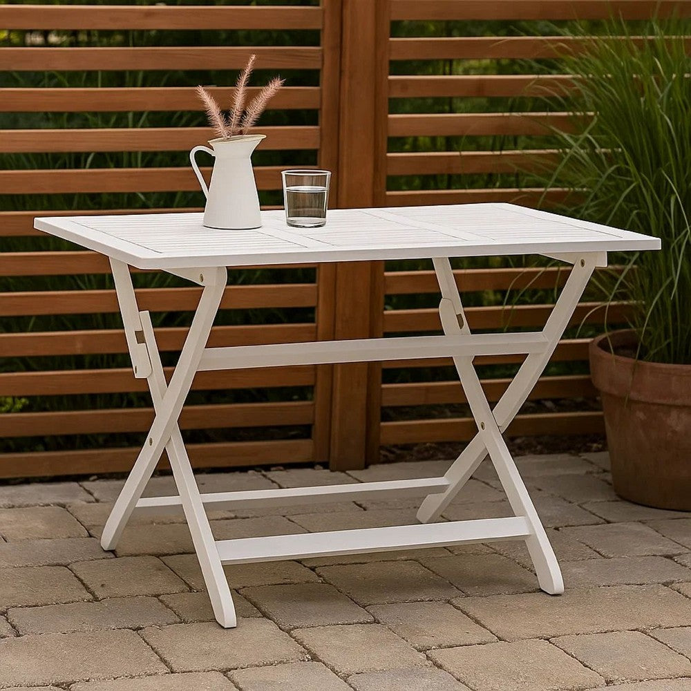 Cami Outdoor Foldable Dining Table, Rectangular 44" White