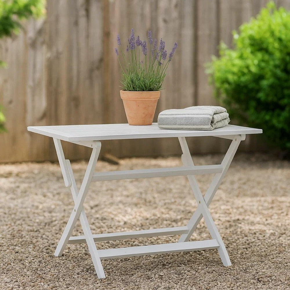 Cami Outdoor Foldable Dining Table, Rectangular 44" White