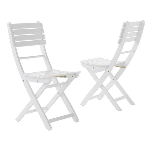 Cami Outdoor Foldable Dining Chair Set of 2, Slatted White