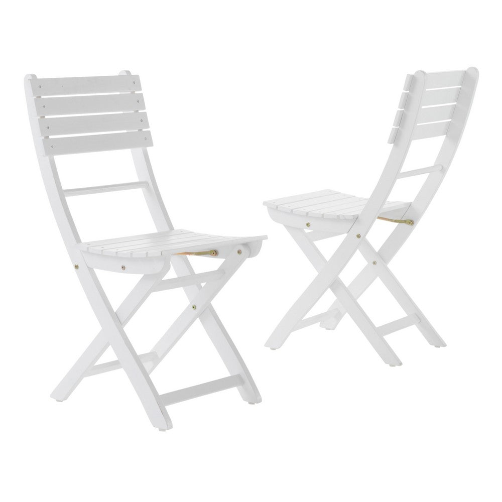 Cami Outdoor Foldable Dining Chair Set of 2, Slatted White