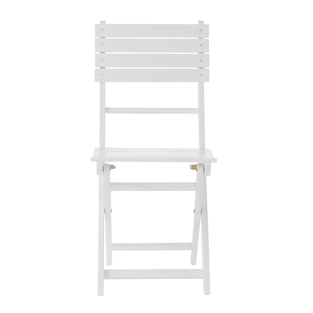 Cami Outdoor Foldable Dining Chair Set of 2, Slatted White