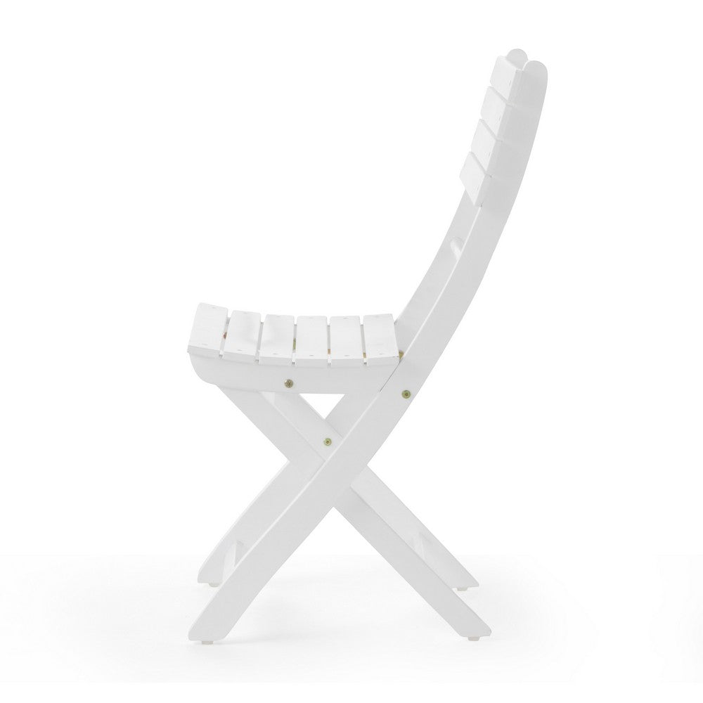 Cami Outdoor Foldable Dining Chair Set of 2, Slatted White