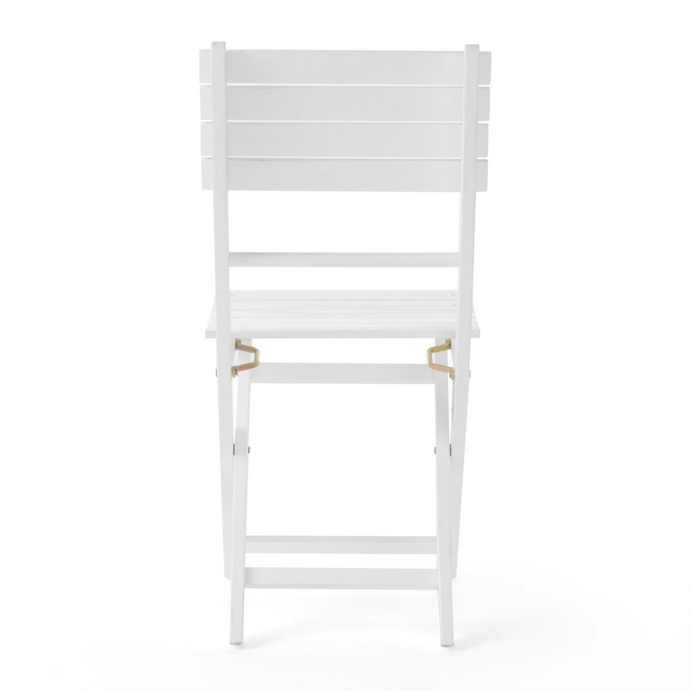 Cami Outdoor Foldable Dining Chair Set of 2, Slatted White