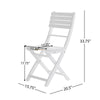 Cami Outdoor Foldable Dining Chair Set of 2, Slatted White