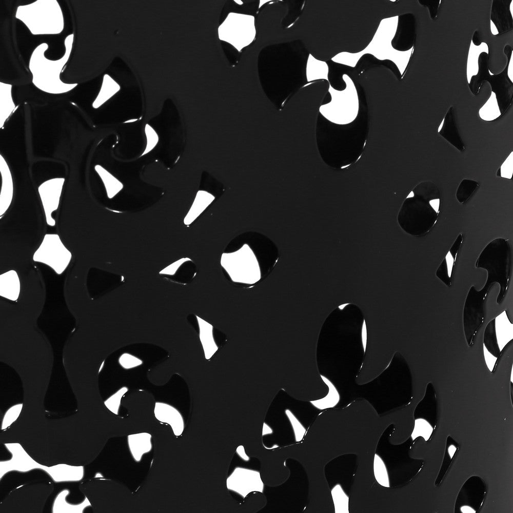 Kemo Outdoor End Table Round 14 Inch Cutout Design Black Iron Frame