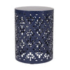 Kemo Outdoor End Table Round 14 Inch Cutout Design Navy Blue