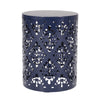 Kemo Outdoor End Table, Round 14 Inch, Cutout Design, Navy Blue