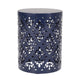 Kemo Outdoor End Table, Round 14 Inch, Cutout Design, Navy Blue