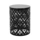 Kemo Outdoor End Table Set of 2 Round Top Cutout Design Black Iron