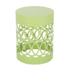 Kemo Outdoor End Table, Round 14 Inch, Cutout Design, Green Iron Frame