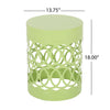 Kemo Outdoor End Table, Round 14 Inch, Cutout Design, Green Iron Frame