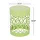 Kemo Outdoor End Table, Round 14 Inch, Cutout Design, Green Iron Frame