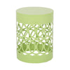 Kemo Outdoor End Table, Round 14 Inch, Cutout Design, Green Iron Frame