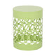 Kemo Outdoor End Table, Round 14 Inch, Cutout Design, Green Iron Frame