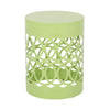 Kemo Outdoor End Table, Round 14 Inch, Cutout Design, Green Iron Frame