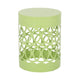 Kemo Outdoor End Table, Round 14 Inch, Cutout Design, Green Iron Frame