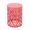 Kemo Outdoor End Table, Round 14", Cutout Design, Peach Iron