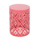 Kemo Outdoor End Table, Round 14", Cutout Design, Peach Iron