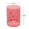 Kemo Outdoor End Table, Round 14", Cutout Design, Peach Iron