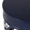 Kemo Outdoor End Table Round 14 Inch Cutout Design Navy Blue Iron